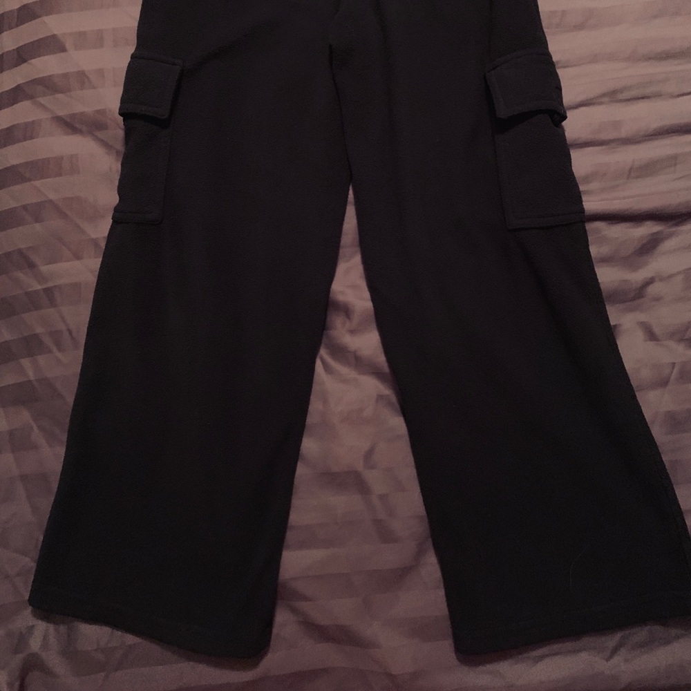 Boys black fleece cargo pants